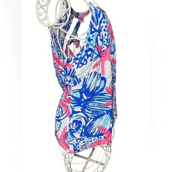 Beautiful Lilly Pulitzer Rogan Resort White She She Shells Silk Top Starfish sz - Picture 5 of 6